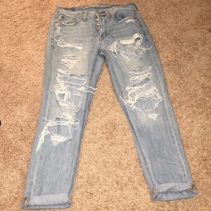Distressed mom jeans